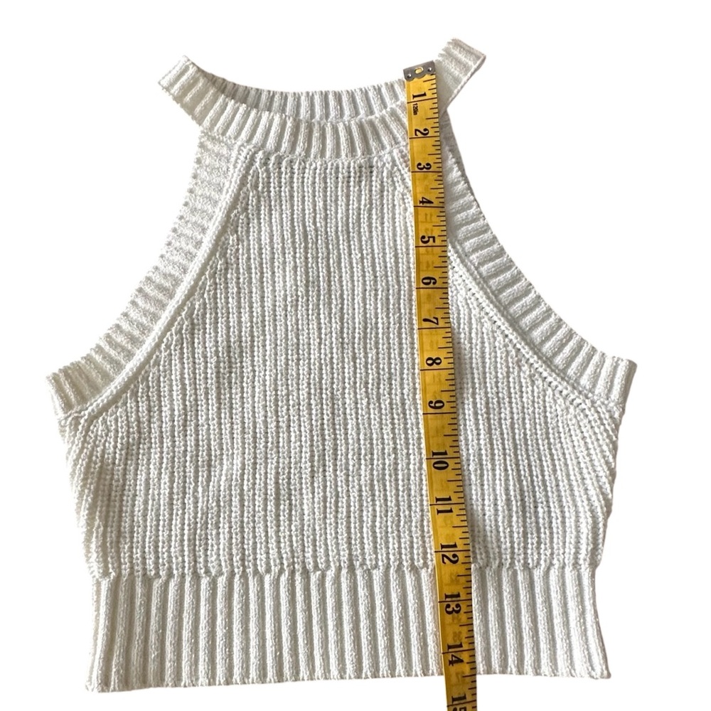 NWT Hunter & Brown Ribbed Knit High Neck Halter Crop Top - Small - Clean Girl - Picture 7 of 8